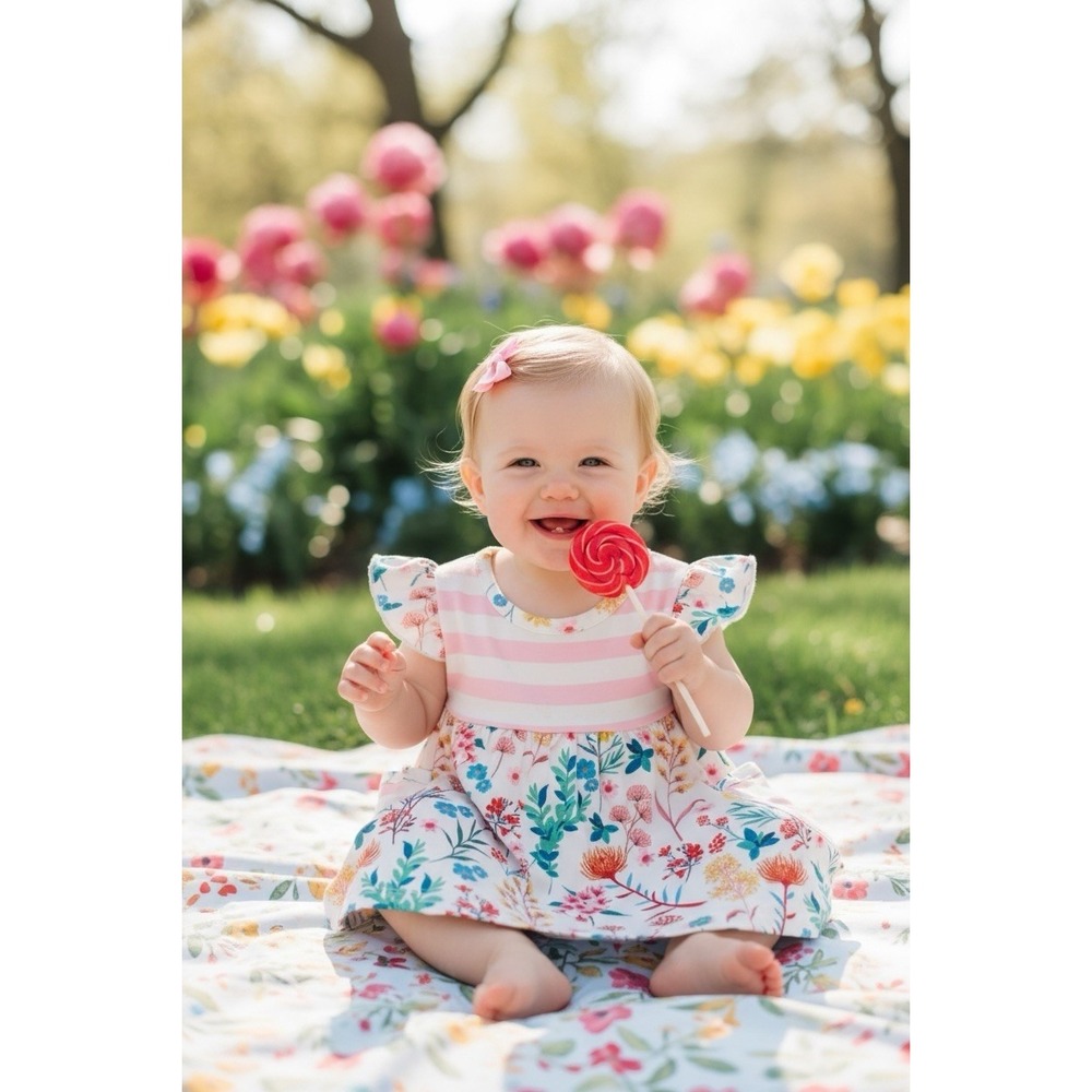 Marie Nicole Clothing XXXS 6 9 Months Dress Baby Girl Pink 6M 9M‎ Floral BOHO